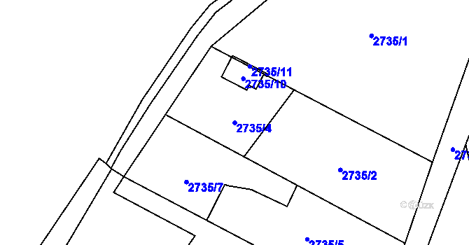 Parcela st. 2735/4 v KÚ Český Těšín, Katastrální mapa