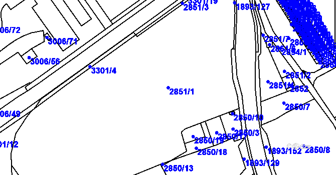Parcela st. 2851/1 v KÚ Český Těšín, Katastrální mapa