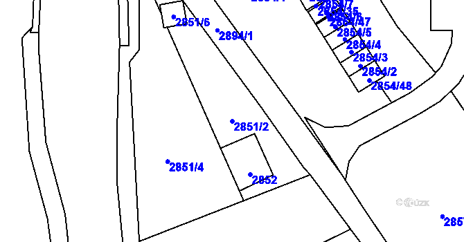 Parcela st. 2851/2 v KÚ Český Těšín, Katastrální mapa
