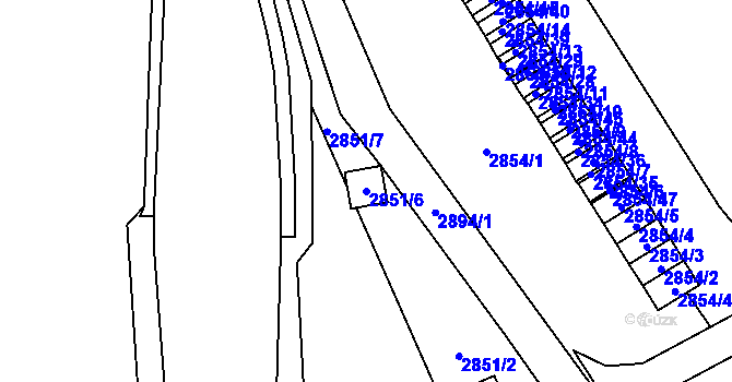 Parcela st. 2851/6 v KÚ Český Těšín, Katastrální mapa