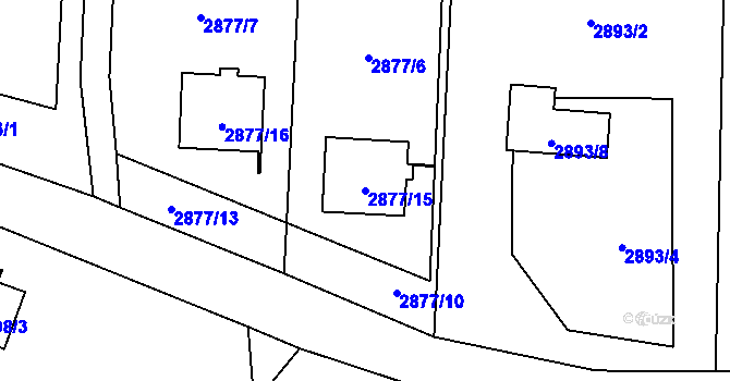 Parcela st. 2877/15 v KÚ Český Těšín, Katastrální mapa