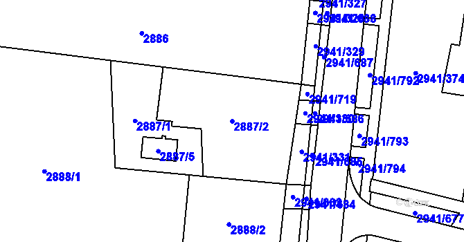 Parcela st. 2887/2 v KÚ Český Těšín, Katastrální mapa