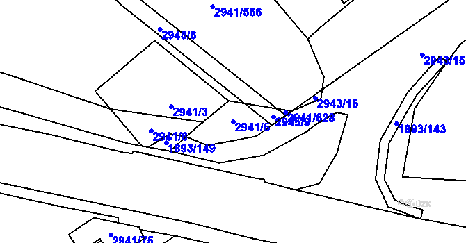 Parcela st. 2941/5 v KÚ Český Těšín, Katastrální mapa