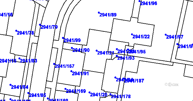 Parcela st. 2941/21 v KÚ Český Těšín, Katastrální mapa