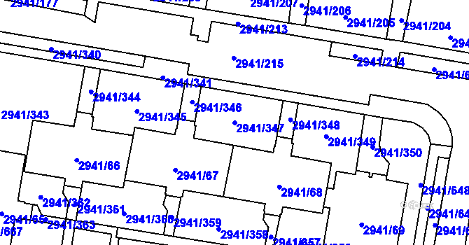 Parcela st. 2941/347 v KÚ Český Těšín, Katastrální mapa