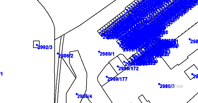 Parcela st. 2989/1 v KÚ Český Těšín, Katastrální mapa