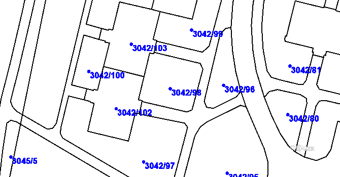 Parcela st. 3042/98 v KÚ Český Těšín, Katastrální mapa