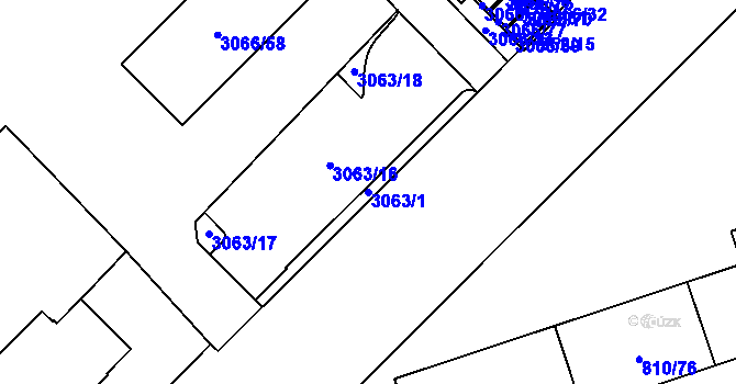 Parcela st. 3063/1 v KÚ Český Těšín, Katastrální mapa