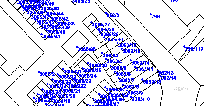 Parcela st. 3063/3 v KÚ Český Těšín, Katastrální mapa