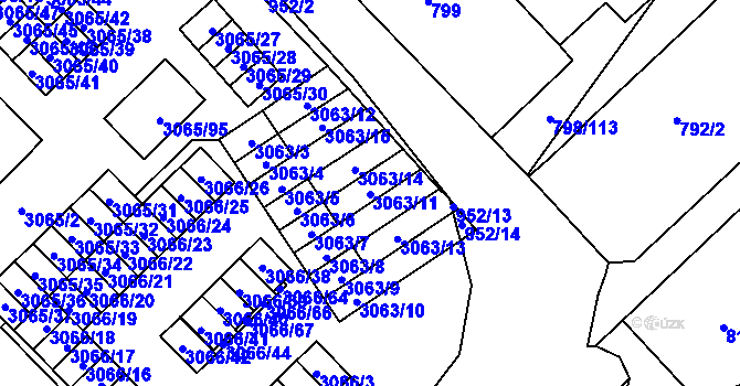 Parcela st. 3063/11 v KÚ Český Těšín, Katastrální mapa