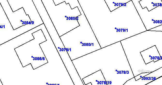 Parcela st. 3080/1 v KÚ Český Těšín, Katastrální mapa