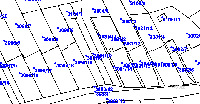 Parcela st. 3081/1 v KÚ Český Těšín, Katastrální mapa