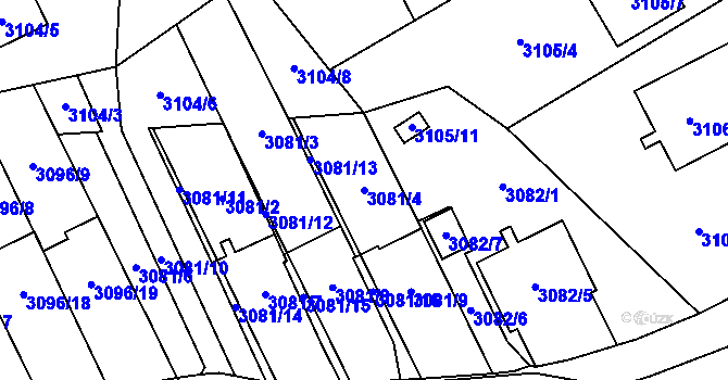 Parcela st. 3081/4 v KÚ Český Těšín, Katastrální mapa