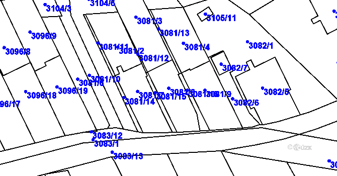 Parcela st. 3081/8 v KÚ Český Těšín, Katastrální mapa