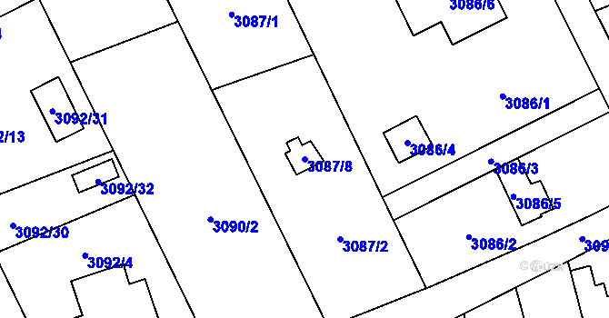 Parcela st. 3087/8 v KÚ Český Těšín, Katastrální mapa