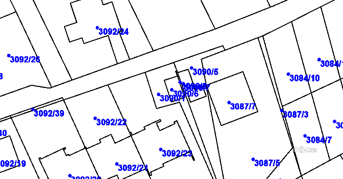 Parcela st. 3090/6 v KÚ Český Těšín, Katastrální mapa