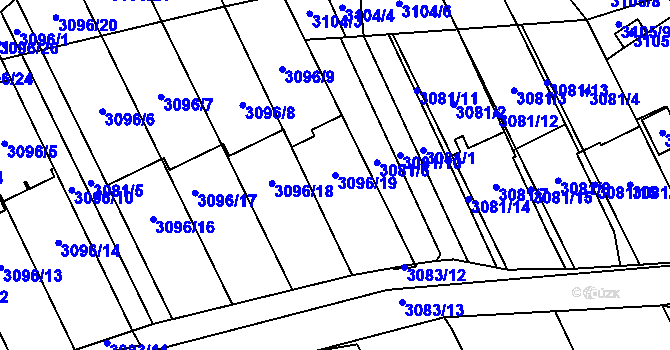 Parcela st. 3096/19 v KÚ Český Těšín, Katastrální mapa