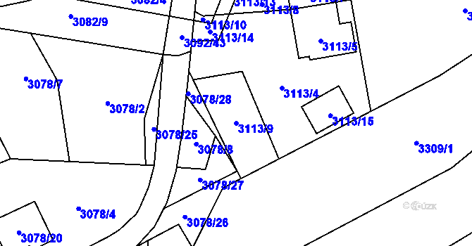 Parcela st. 3113/9 v KÚ Český Těšín, Katastrální mapa
