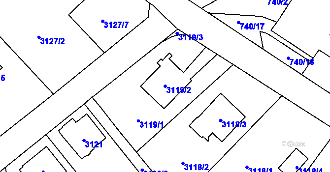 Parcela st. 3119/2 v KÚ Český Těšín, Katastrální mapa