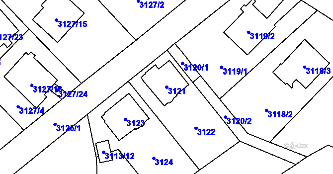 Parcela st. 3121 v KÚ Český Těšín, Katastrální mapa