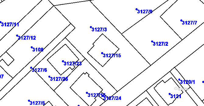Parcela st. 3127/15 v KÚ Český Těšín, Katastrální mapa