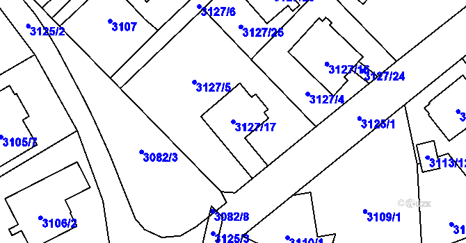 Parcela st. 3127/17 v KÚ Český Těšín, Katastrální mapa