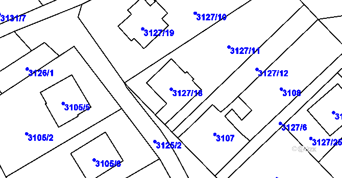 Parcela st. 3127/18 v KÚ Český Těšín, Katastrální mapa