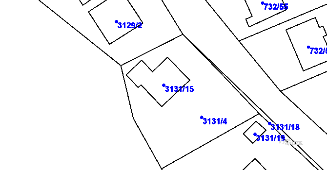 Parcela st. 3131/15 v KÚ Český Těšín, Katastrální mapa