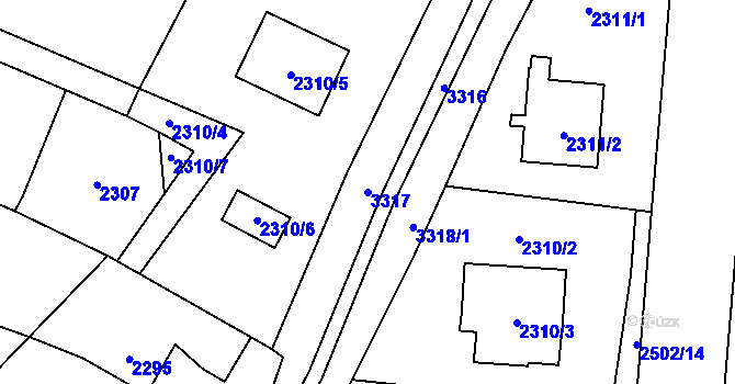 Parcela st. 3317 v KÚ Český Těšín, Katastrální mapa