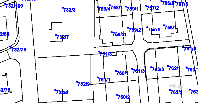 Parcela st. 791/3 v KÚ Český Těšín, Katastrální mapa