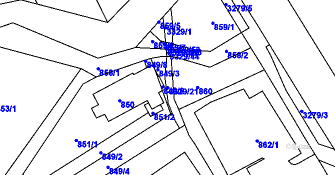 Parcela st. 3329/21 v KÚ Český Těšín, Katastrální mapa