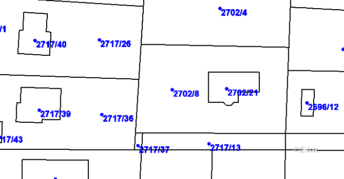 Parcela st. 2702/8 v KÚ Český Těšín, Katastrální mapa