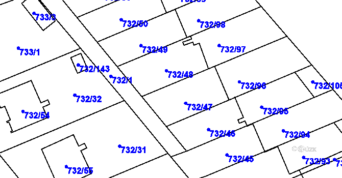 Parcela st. 732/120 v KÚ Český Těšín, Katastrální mapa