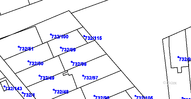 Parcela st. 732/116 v KÚ Český Těšín, Katastrální mapa