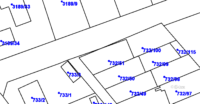 Parcela st. 732/113 v KÚ Český Těšín, Katastrální mapa