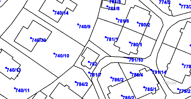 Parcela st. 781/9 v KÚ Český Těšín, Katastrální mapa