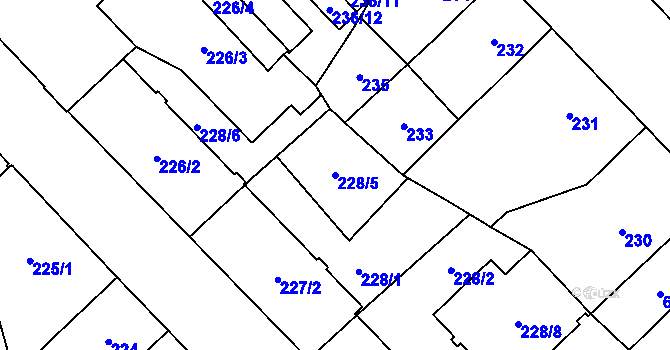 Parcela st. 228/5 v KÚ Český Těšín, Katastrální mapa
