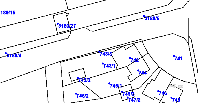 Parcela st. 743/3 v KÚ Český Těšín, Katastrální mapa