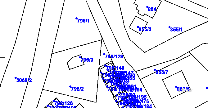 Parcela st. 798/129 v KÚ Český Těšín, Katastrální mapa
