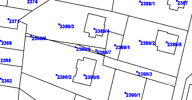 Parcela st. 2389/7 v KÚ Český Těšín, Katastrální mapa