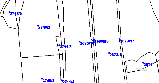 Parcela st. 2673/14 v KÚ Český Těšín, Katastrální mapa