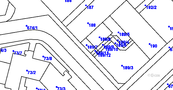 Parcela st. 189/7 v KÚ Český Těšín, Katastrální mapa