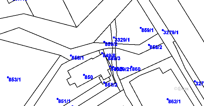 Parcela st. 849/8 v KÚ Český Těšín, Katastrální mapa