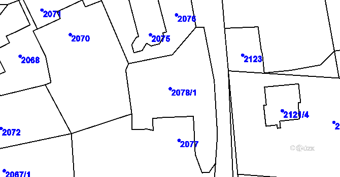Parcela st. 2078/1 v KÚ Český Těšín, Katastrální mapa