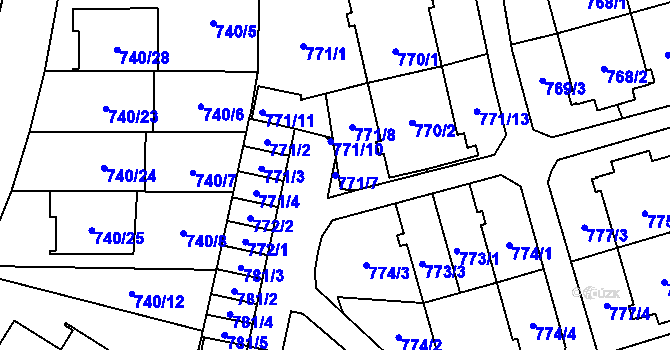 Parcela st. 771/7 v KÚ Český Těšín, Katastrální mapa