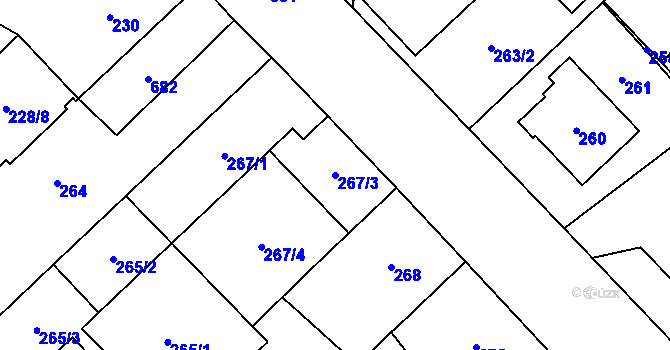 Parcela st. 267/3 v KÚ Český Těšín, Katastrální mapa