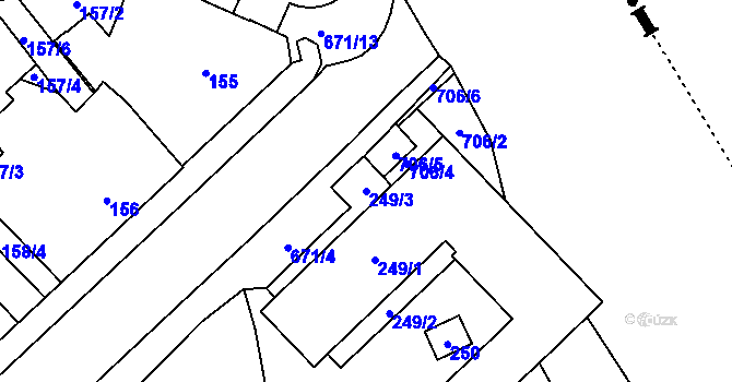 Parcela st. 249/3 v KÚ Český Těšín, Katastrální mapa
