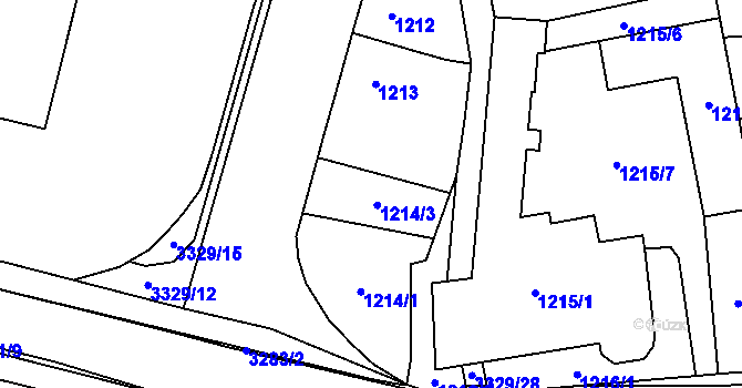 Parcela st. 1214/3 v KÚ Český Těšín, Katastrální mapa