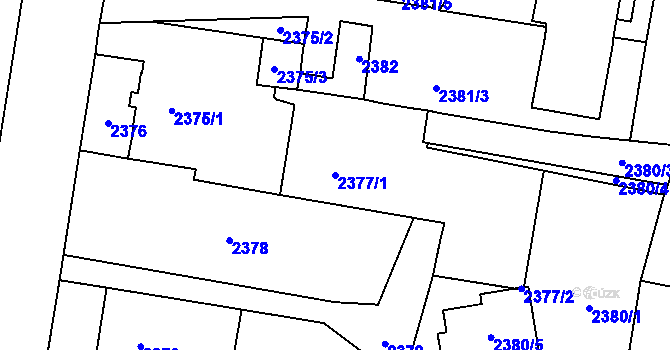 Parcela st. 2377/1 v KÚ Český Těšín, Katastrální mapa