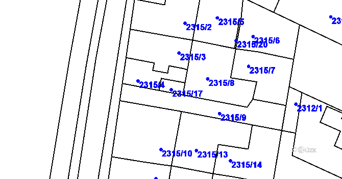 Parcela st. 2315/17 v KÚ Český Těšín, Katastrální mapa